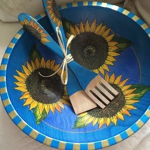 Hand painted wooden bowl! New!